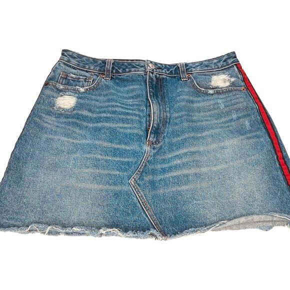 Abercrombie & Fitch | Zoe Denim A-Line Skirt Blue Distressed Size 32/14 | EUC - Picture 3 of 11